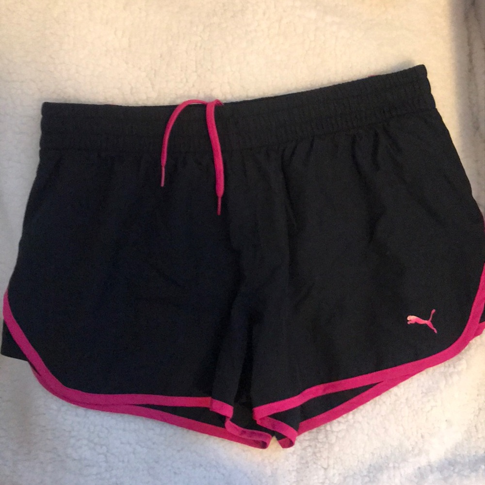 Black and pink Puma gym shorts